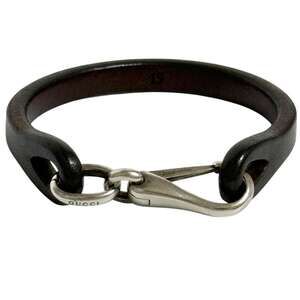 GUCCI Silver Leather Charm Bracelet
